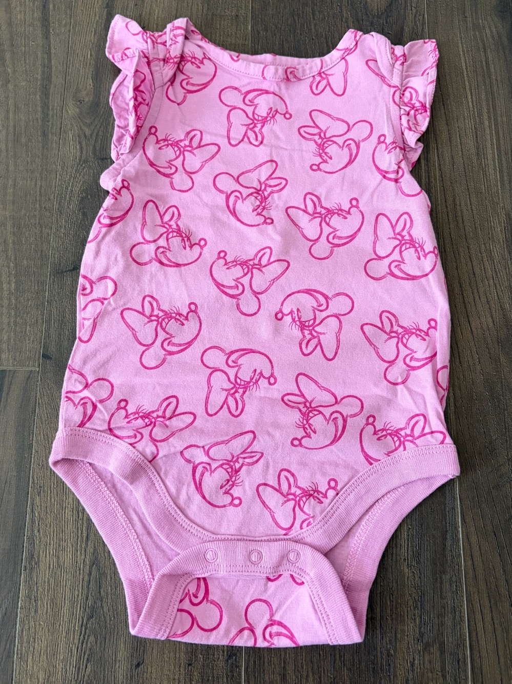 BabyGAP Disney Pink Minnie Mouse Ruffle-Sleeve Bodysuit